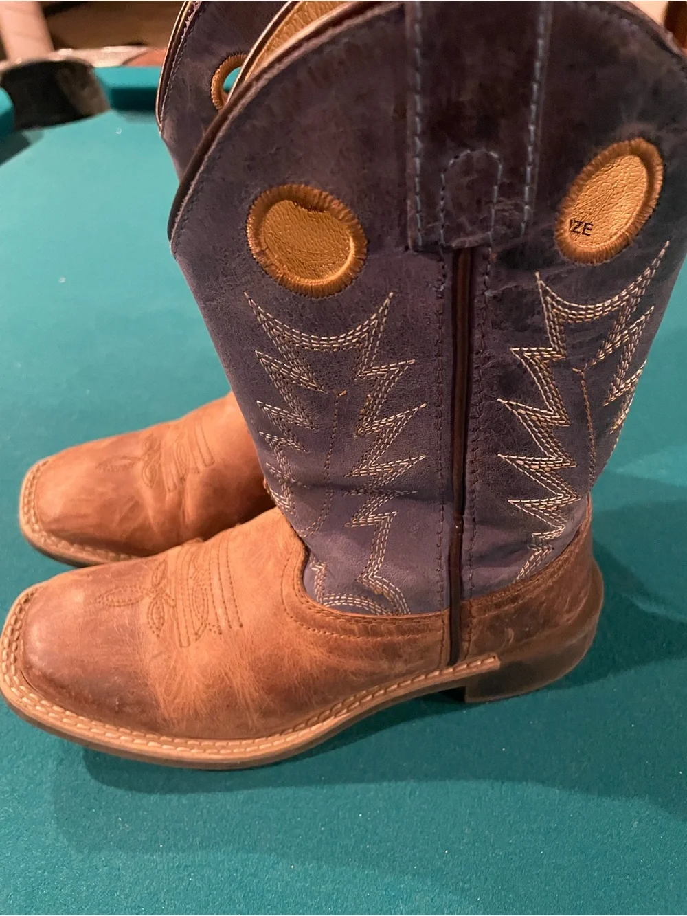 RD Style Kids Two-Tone Brown & Blue Western Boots